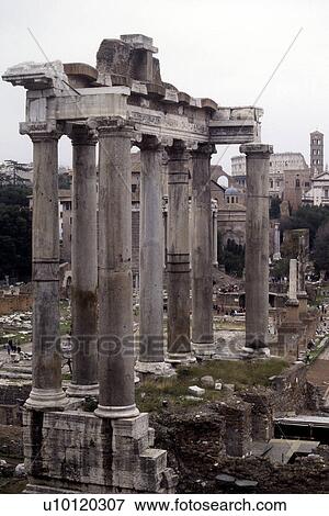 Stock Photo - Roman Forum: Temple of Saturn. Fotosearch