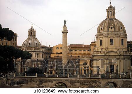 Stock Photo - View of Trajan's column and surrounds. Fotosearch