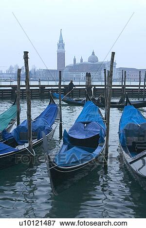 Gondolas moored at canal side View Large Photo Image Stock Photo - Gondolas moored at canal side. Fotosearch