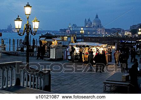 Stock Photo - Street vendors on quayside. Fotosearch