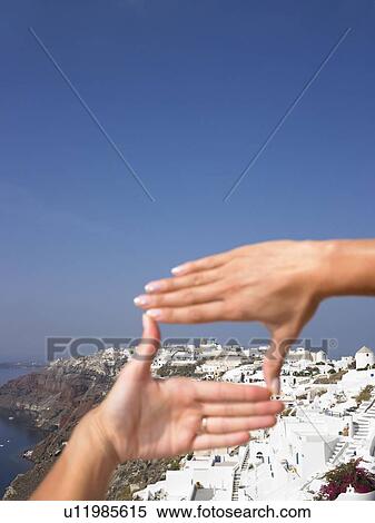 Stock Photography - Woman's hands framing the view. Fotosearch