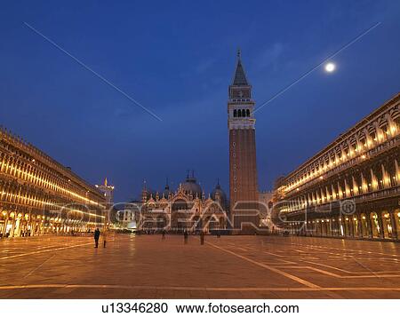 Stock Image - Piazza San Marco at night. Venice, Italy.. Fotosearch