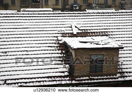 China, Shanghai, A roof covering with snow View Large Photo Image Stock Image - China, Shanghai, A roof covering with snow. Fotosearch