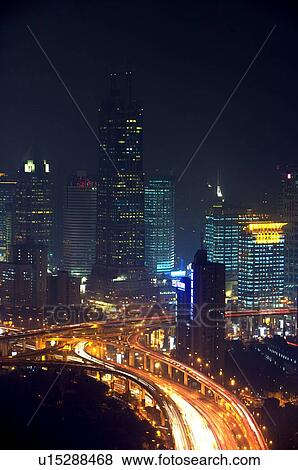 Stock Photo - China, Shanghai, night view. Fotosearch