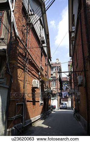 China, Shanghai, old alley in residential district View Large Photo Image Stock Image - China, Shanghai, old alley in residential district. Fotosearch