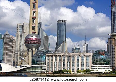Stock Image - China, Shanghai, Pudong skyline. Fotosearch