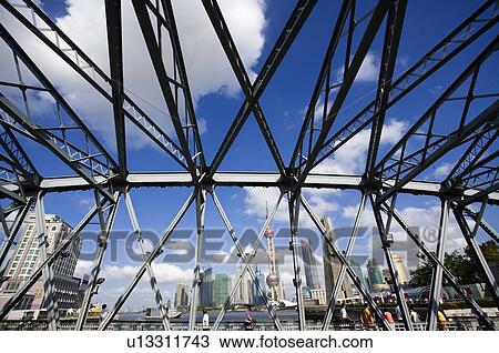 Stock Image - China, Shanghai, View from Garden Bridge. Fotosearch