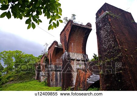 Stock Photography - Remains of Longteng bridge, Miaoli county, Taiwan. Fotosearch