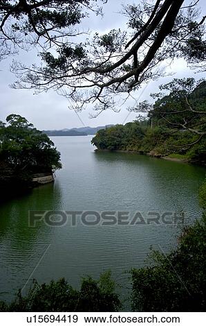 Taiwan, Mingde Reservoir View Large Photo Image Stock Photo - Taiwan, Mingde Reservoir. Fotosearch