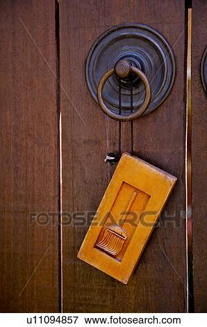 In cleaning sign hanging on the gate View Large Photo Image Stock Photo - In cleaning sign hanging on the gate. Fotosearch