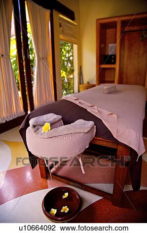 Massage table in a spa View Large Photo Image Stock Image - Massage table in a spa. Fotosearch