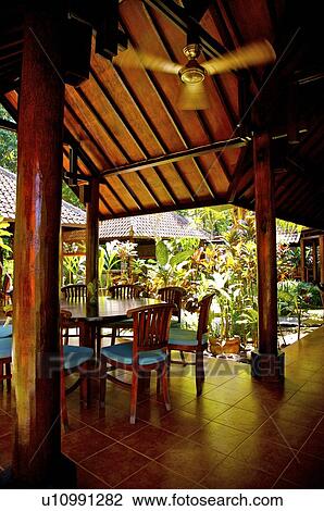 Stock Image - Setting in restaurant, Bali, Indonesia. Fotosearch