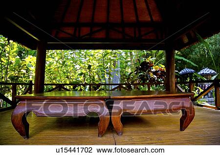 Tables in resting place, Bali, Indonesia View Large Photo Image Stock Image - Tables in resting place, Bali, Indonesia. Fotosearch