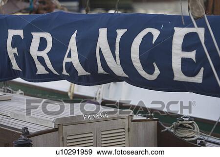 Stock Photo - Banner, Boat, Capital Letter, Close-Up, Day. Fotosearch