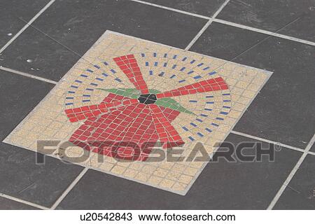 Stock Image - windmill, depiction, picture, mosaic, multicolored. Fotosearch