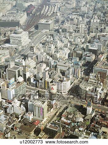 Stock Image - Ginza from the air. Fotosearch