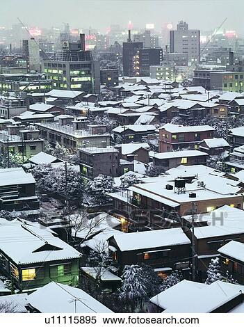 Snow Covered Yotsuya in Showa View Large Photo Image Stock Photography - Snow Covered Yotsuya in Showa. Fotosearch