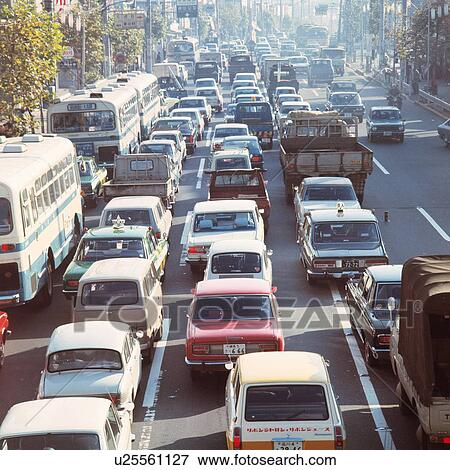 Traffic Jam in Showa View Large Photo Image Stock Photo - Traffic Jam in Showa. Fotosearch