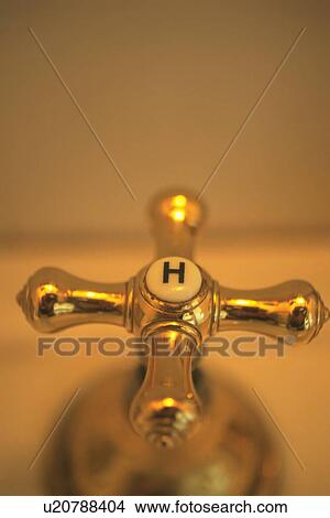 Picture - Faucet of Bathroom in Hotel, Close Up, Differential Focus. Fotosearch