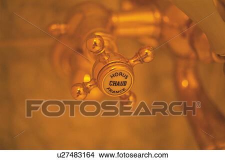 Picture - Faucet of Bathroom in Hotel, Close Up, Differential Focus, Toned Image. Fotosearch