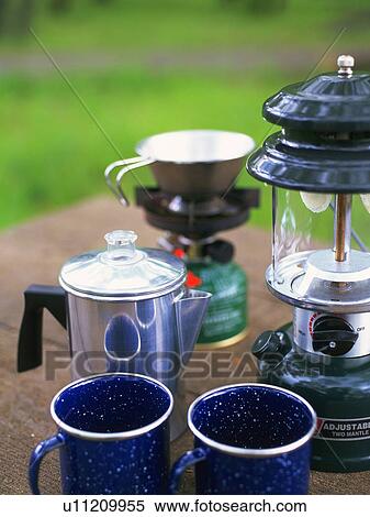Stock Photography - Outfit for Camping,?Close Up, High Angle View, Differential Focus. Fotosearch