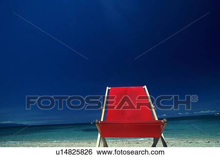 Red Beach Chair by the Sea, Low Angle View View Large Photo Image Stock Photograph - Red Beach Chair by the Sea, Low Angle View. Fotosearch