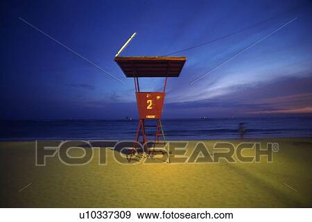 Watchtower at Beach, Front View View Large Photo Image Stock Photo - Watchtower at Beach, Front View. Fotosearch