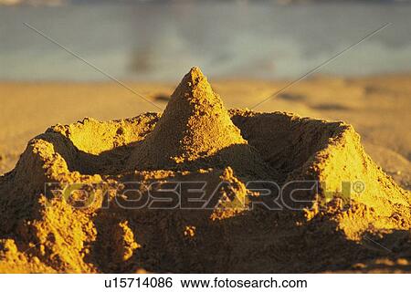Stock Photograph - Closed Up Image of a Small Sandy Castle, Differential Focus. Fotosearch