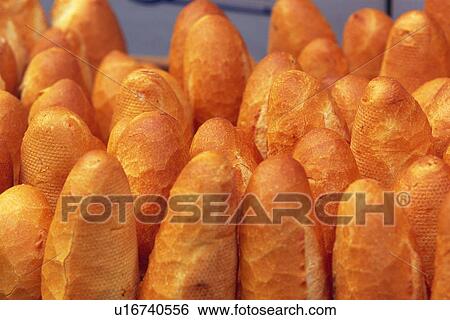 Stock Photograph - Closed Up Image of Several Baguettes, High Angle View, Paris, France. Fotosearch