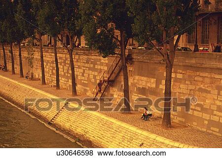 Image of an Alley With Trees Right Next to the Seine, High Angle View, Side View, Paris, France View Large Photo Image Stock Photo - Image of an Alley With Trees Right Next to the Seine, High Angle View, Side View, Paris, France. Fotosearch