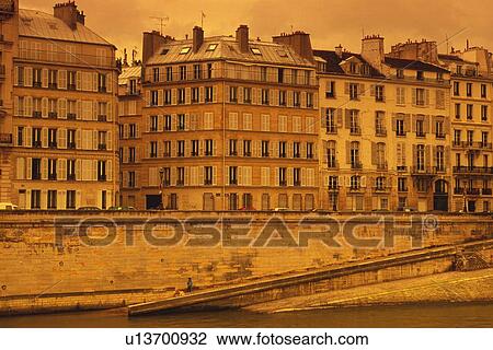 Stock Image - Image of Several Apartments of Paris, Near the Seine, Low Angle View, Side View, Paris, France. Fotosearch