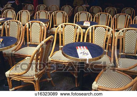 Image Of Several Chairs And Tables Of A Cafe High Angle View