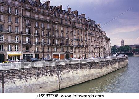 Stock Photograph - Image of Several Grey-colored Apartments Along the Seine By Sunset, Side View, Paris, France. Fotosearch