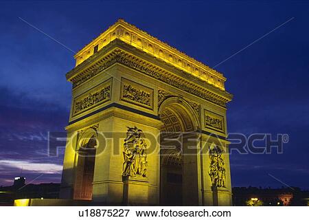 Image of the Arc de Triomphe at Night, the Monument Illuminated, Side View, Low Angle View, Paris France View Large Photo Image Stock Photo - Image of the Arc de Triomphe at Night, the Monument Illuminated, Side View, Low Angle View, Paris France. Fotosearch