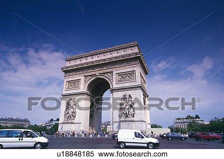 Stock Photography - Image of the Arc de Triomphe Under a Blue Sky, Low Angle View, Paris, France. Fotosearch