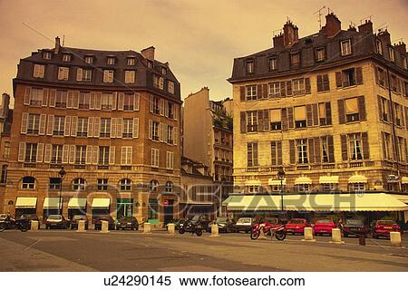Stock Photography - Image of Two Parisian Apartment houses Next to a Street, Low Angle View, Paris, France. Fotosearch