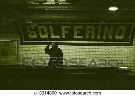 Stock Image - Image of a Person Waiting for the Train at the Subway Station, Front View, Paris, France. Fotosearch