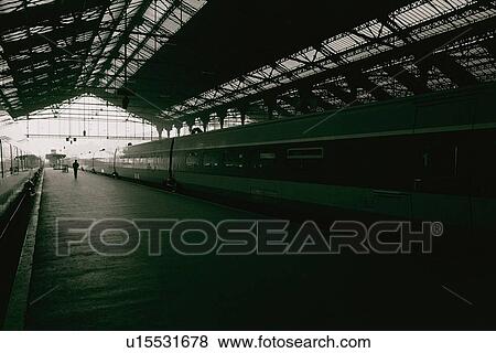 Stock Photo - Image of a Train Station in Paris, the Outside Visible, Side View, Paris, France. Fotosearch