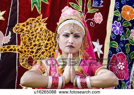 Portrait of a female performer dancing, Elephant Festival, Jaipur, Rajasthan, India View Large Photo Image Stock Photo - Portrait of a female performer dancing, Elephant Festival, Jaipur, Rajasthan, India. Fotosearch