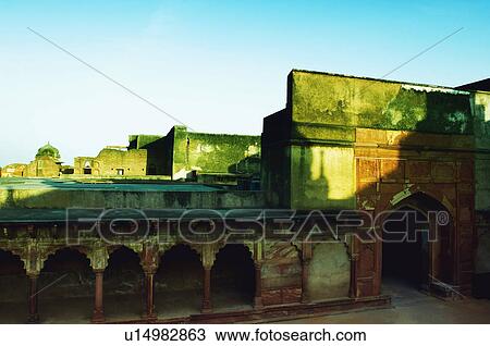 Stock Image - Low angle view of a fort, Agra Fort, Agra, Uttar Pradesh, India. Fotosearch