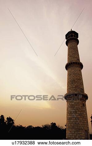Stock Photo - Low angle view of a minaret, Taj Mahal, Agra, Uttar Pradesh, India. Fotosearch