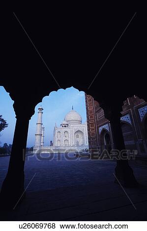 Stock Photo - Mausoleum viewed through an arch, Taj Mahal, Agra, Uttar Pradesh, India. Fotosearch