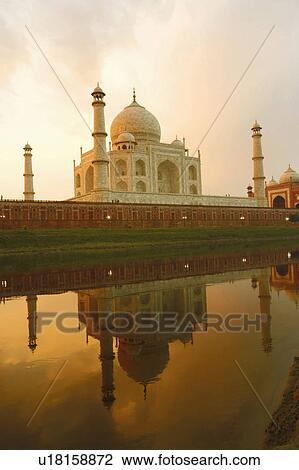 Reflection of a mausoleum in water, Taj Mahal, Agra, Uttar Pradesh, India View Large Photo Image Stock Image - Reflection of a mausoleum in water, Taj Mahal, Agra, Uttar Pradesh, India. Fotosearch
