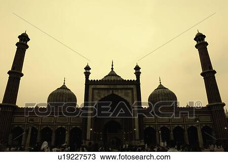 Facade of a mosque at dusk, Jama Masjid, New Delhi, India View Large Photo Image Stock Image - Facade of a mosque at dusk, Jama Masjid, New Delhi, India. Fotosearch