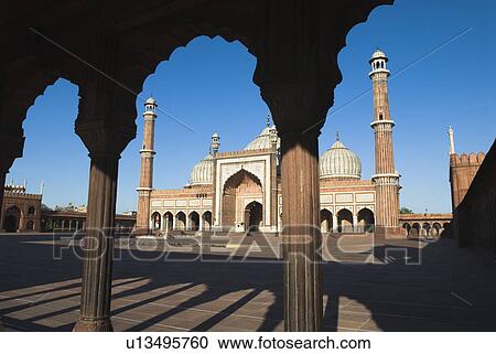 Facade of a mosque, Jama Masjid, New Delhi, India View Large Photo Image Stock Image - Facade of a mosque, Jama Masjid, New Delhi, India. Fotosearch