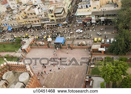 High angle view of a courtyard in a mosque, Jama Masjid, New Delhi, India View Large Photo Image Stock Photo - High angle view of a courtyard in a mosque, Jama Masjid, New Delhi, India. Fotosearch