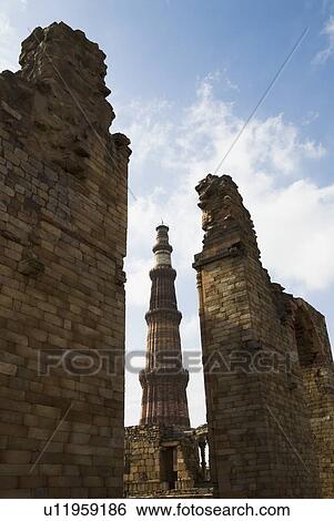 Low angle view of a tower monument, Qutab Minar, New Delhi, India View Large Photo Image Stock Photograph - Low angle view of a tower monument, Qutab Minar, New Delhi, India. Fotosearch