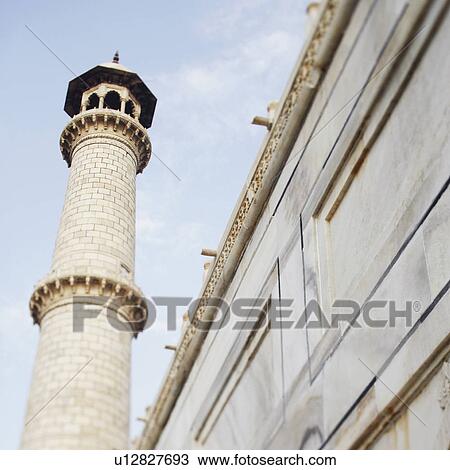 Low angle view of the minaret of a mausoleum, Taj Mahal, Agra, Uttar Pradesh, India View Large Photo Image Stock Image - Low angle view of the minaret of a mausoleum, Taj Mahal, Agra, Uttar Pradesh, India. Fotosearch