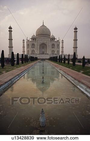 Stock Photo - Reflection of a mausoleum in water, Taj Mahal, Agra, Uttar Pradesh, India. Fotosearch