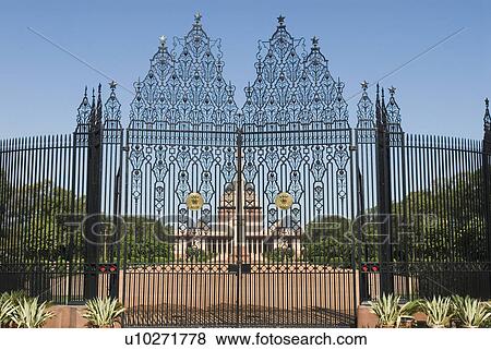Close-up of the gate of a government building, Rashtrapati Bhavan, New Delhi, India View Large Photo Image Stock Photo - Close-up of the gate of a government building, Rashtrapati Bhavan, New Delhi, India. Fotosearch